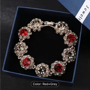 Elegant Red and Silver Bracelet